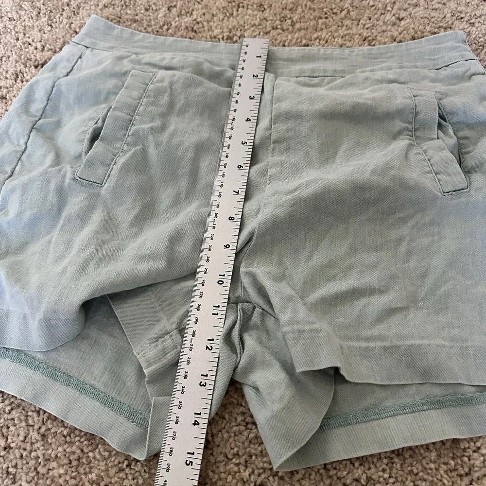 Level 99 Shorts Womens 30 Light Blue‎ Flat Front Linen Blend Side Zip NL1446
